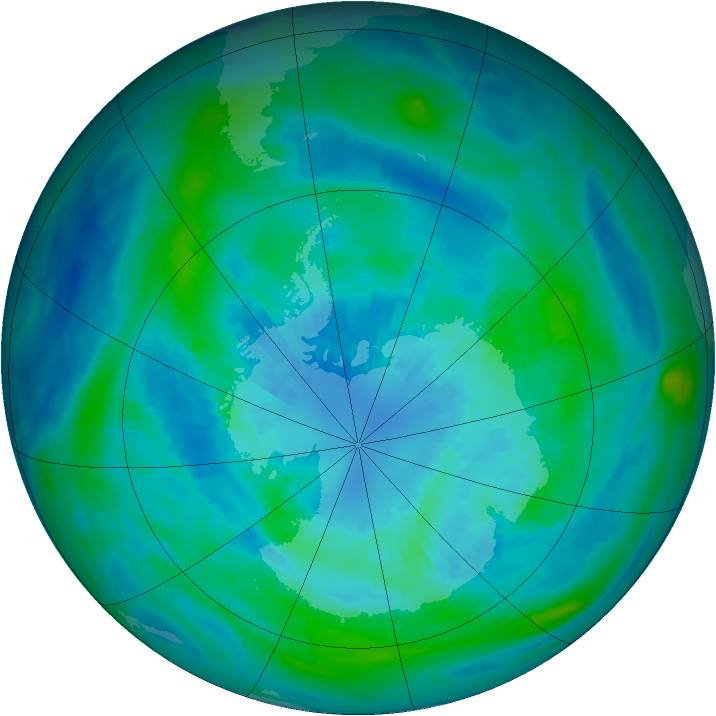 Antarctic ozone map for 28 March 1990